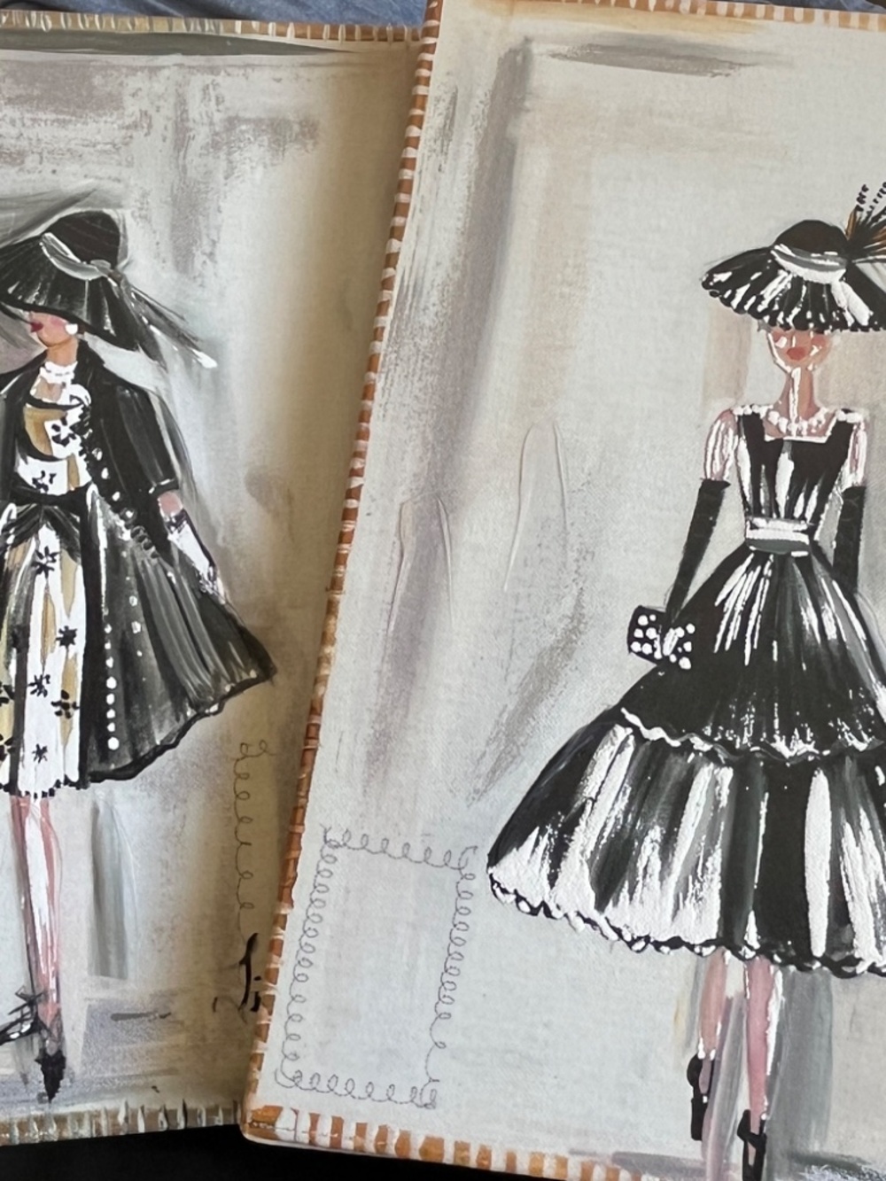 Set of 2 Liesl Long Colleen Karis Designs Fashion Canvas Wall Art Prints CHIC!